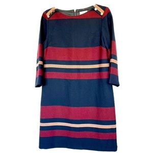 NWOT Demure Navy Maroon Tan Jackie O Dress